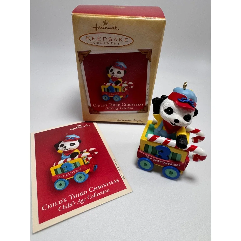 Hallmark Keepsake Ornament 2004 Child's Third Christmas Panda Peppermint Express